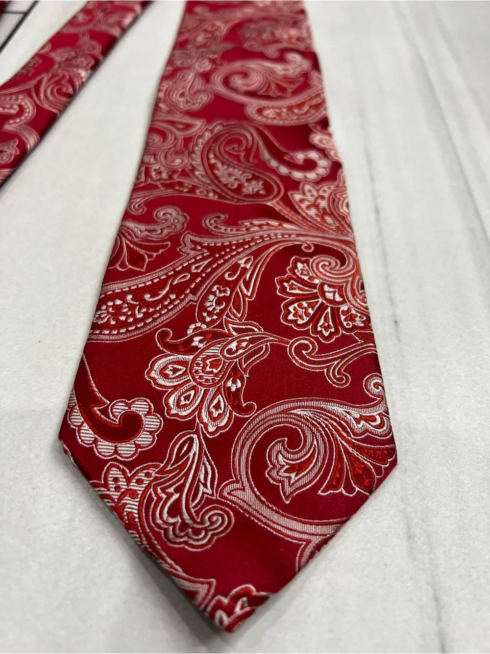 Valentino Tie Mens One Size Red Silk Paisley Jacquard Made In Italy Classic